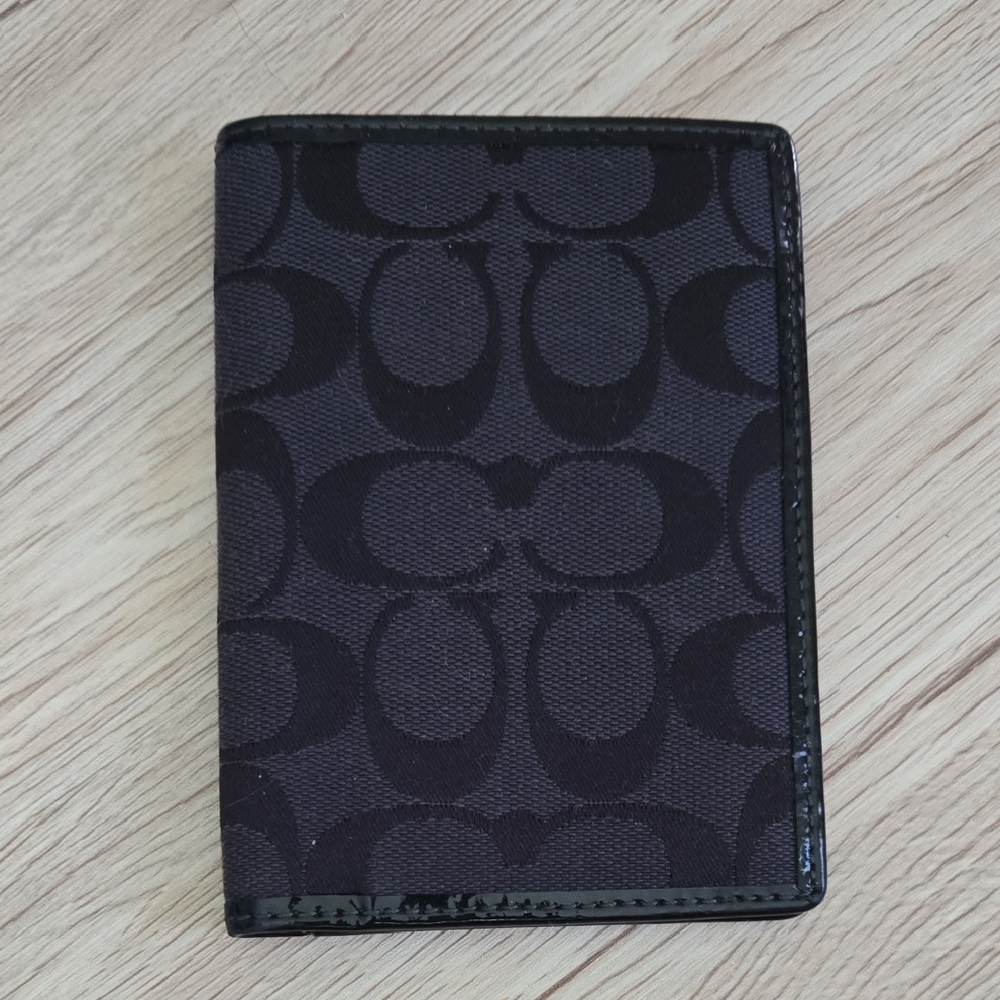Coach Black Monogram Key Card Holder
